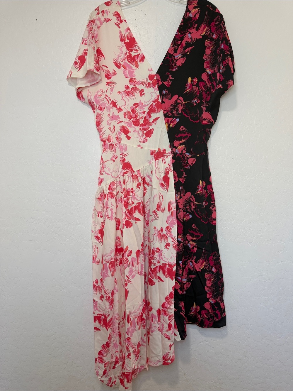 Lewit Double Print Silk Dress V-neck Asymmetrical 8 floral multi cottage boho